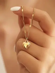 Simple Heart Pendant Necklace, Heart Shaped Necklace, Full Solid Heart Design, Elegant Jewelry Gift, Suitable for Women & Girls, Perfect Gift Choice