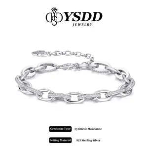 【#550 Be Together】Stylish 11g Full Moissanite Chain Link Bracelet vvs Synthetic Moissanite Bracelet in 925 Sterling Silver