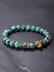 Men's Turquoise Tiger Eye Obsidian Bracelet, 8mm Wealth Attraction Jewelry, Healing Crystal Bracelet, Matte Energy Beads, Boost Confidence & Stability