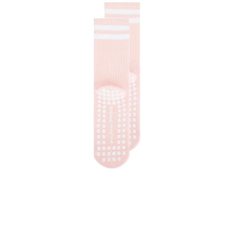 WellBeing + BeingWell Striped Tube Grip Sock in Ice Blue & White