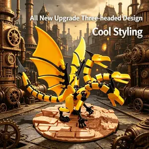 3D Printed Cool Three-Headed Dragon Figure, Perfect for Your Desk, Stand Out on Any Shelf, Ideal Collectible for Enthusiasts