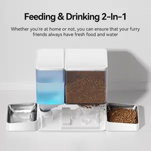 2-In-1 Automatic Pet Feeder Gravity Water Fountain 8.5L Auto Cat Kibble, Water Dispenser for Cats, Small Dogs