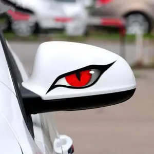 3-Pack Devil Eye Car Stickers – Glowing Red Mirror Decor for Trucks & SUVs, Weatherproof & No Drill