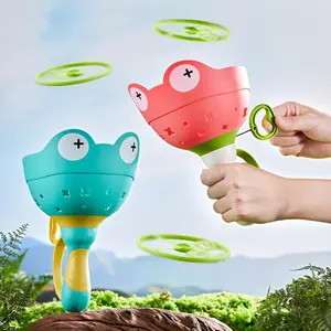 Flying Disc Launcher Toy (2 Packs), Manual Capture Catching Disk Game, Outdoor Toys for Kids Ages 4-8, Outside Yard and Lawn Family Games for Toddlers 3-5, Birthday Gifts for Girls and Boys