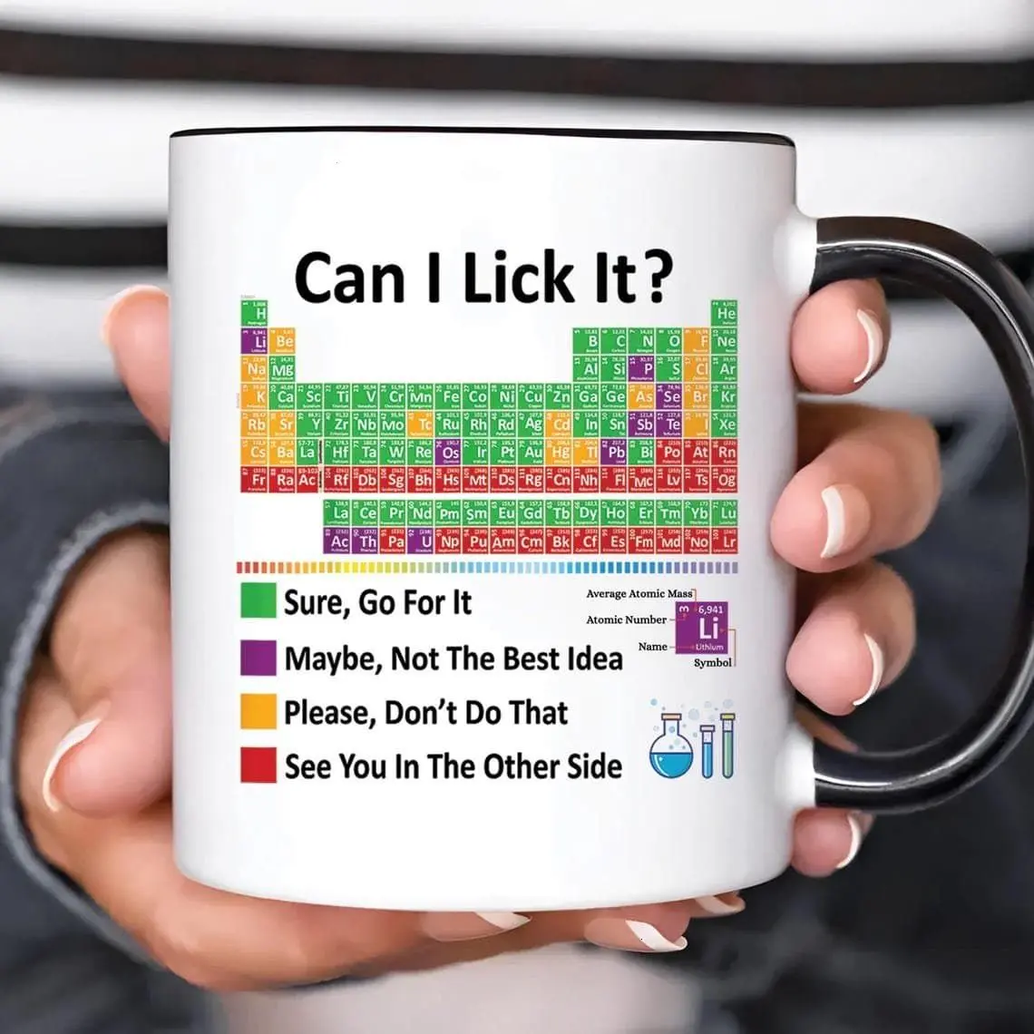 [Sale off up to 50%] Funny Chemistry Mug, Can I Lick It Periodic Table Cup, Science Teacher Gift, 11oz ceramic accent mug