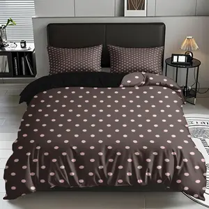 2/3 PCS Brown Background Dot-Arranged Pattern Duvet Cover Set (1* Duvet Cover +1/2* Pillowcase, No Filling), Soft,Comfortable Bedding Set, Suitable For All Seasons, Machine Washable, Birthdays, Christmas ,New Year Gift For Family ,Friends