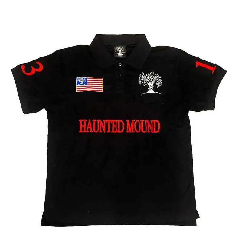 Haunted Mound Polo Shirt America Retro Street Hip Hop Short Sleeve