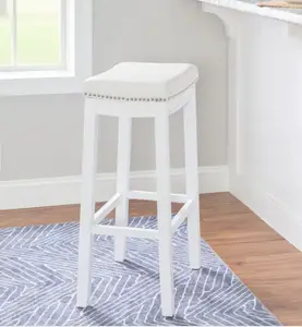 Linon Willamette Backless Upholstered Bar Stool, Padded Seat Counter Stool for Kitchen Island, Farmhouse Dining Seating