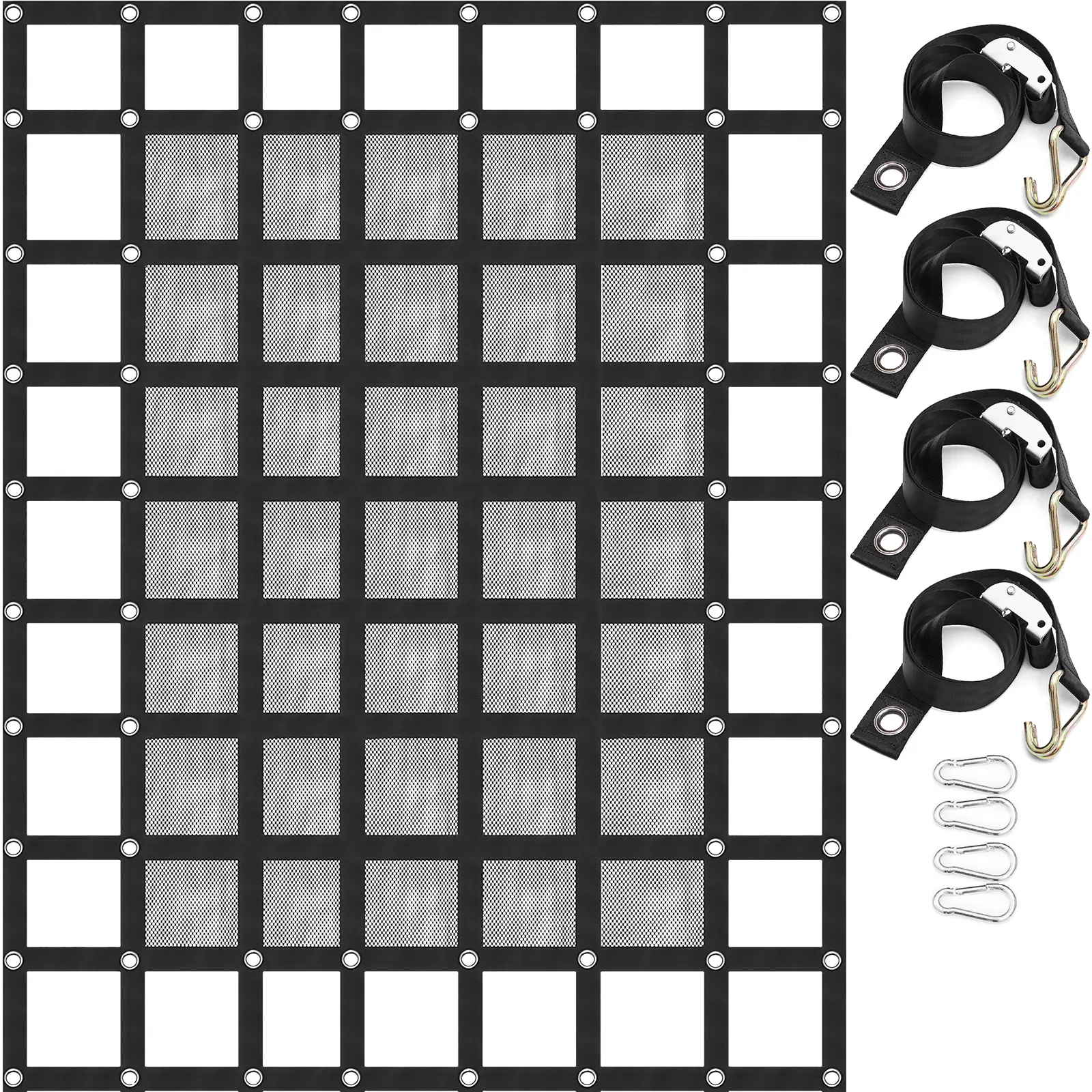 【Summerfinds】VEVOR Cargo Net with Mesh 8\' x 6.7\' Cargo Net for Pickup Truck BedHeavy Duty Cargo Nets with Cam Buckles & S-Hooks & Cross StrapTruck Bed Cargo Net for Trailer SUV Jeeps(96\" x 80\")
