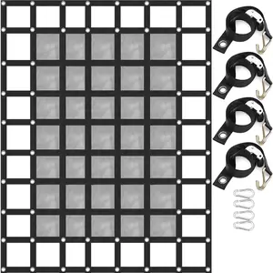 【fathersdaygift】VEVOR Cargo Net with Mesh 8\' x 6.7\' Cargo Net for Pickup Truck BedHeavy Duty Cargo Nets with Cam Buckles & S-Hooks & Cross StrapTruck Bed Cargo Net for Trailer SUV Jeeps(96\" x 80\")