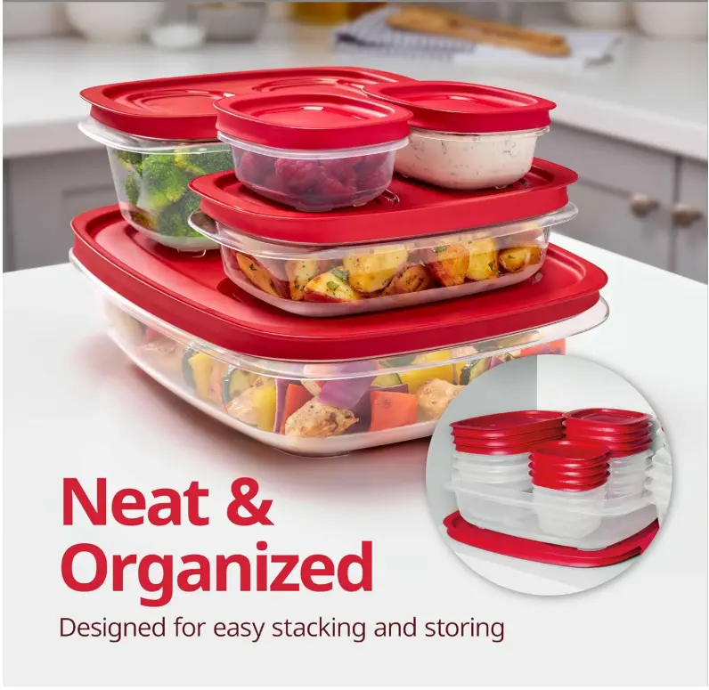 Rubbermaid EasyStore Large Containers, 18-Piece Set, Food Storage Containers with Lids
