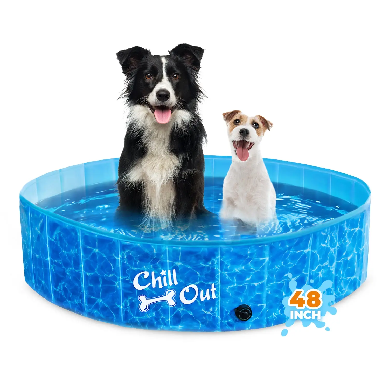 Allforpaws Foldable Dog Swimming Pool Dog & Kids Bath Paddling Pool with Repair Kit Portable Anti-Slip Pet Bathtub