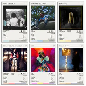 J Cole Poster 6pcs Includes Poster Putty Rapper Posters Music Album Cover Posters Unframed: 08x12inch(20x30cm)