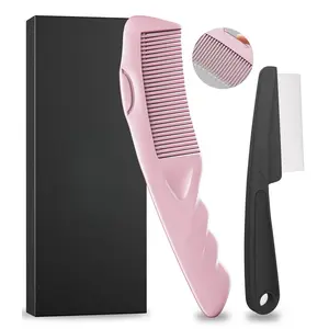 Dandruff Comb 2PC Upgraded Fine Tooth Scalp Detox Comb Lice for Women, Men & Kids Scalp Detoxing, Sweep & Massage Hair Brush Tool with Elegant Box for Hair Care (Pink)