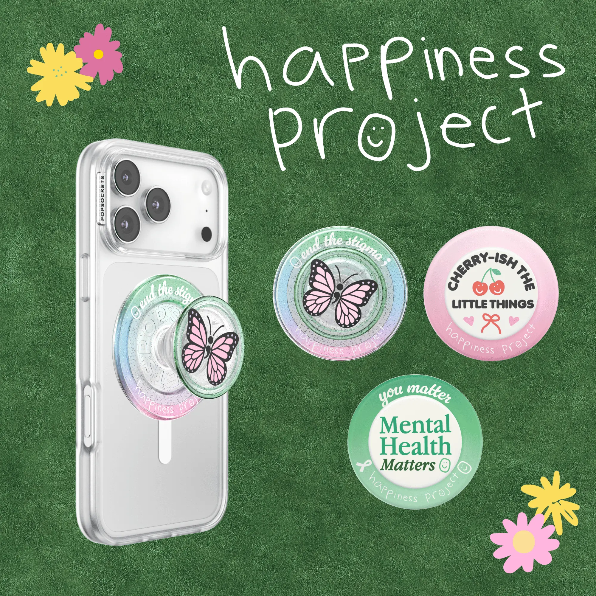 PopSockets Happiness Project MagSafe PopGrip - Magnetic Multifunctional Phone Holder, Phone Grip Handle, Stand, Mount, Smartphone Cellphone Accessory