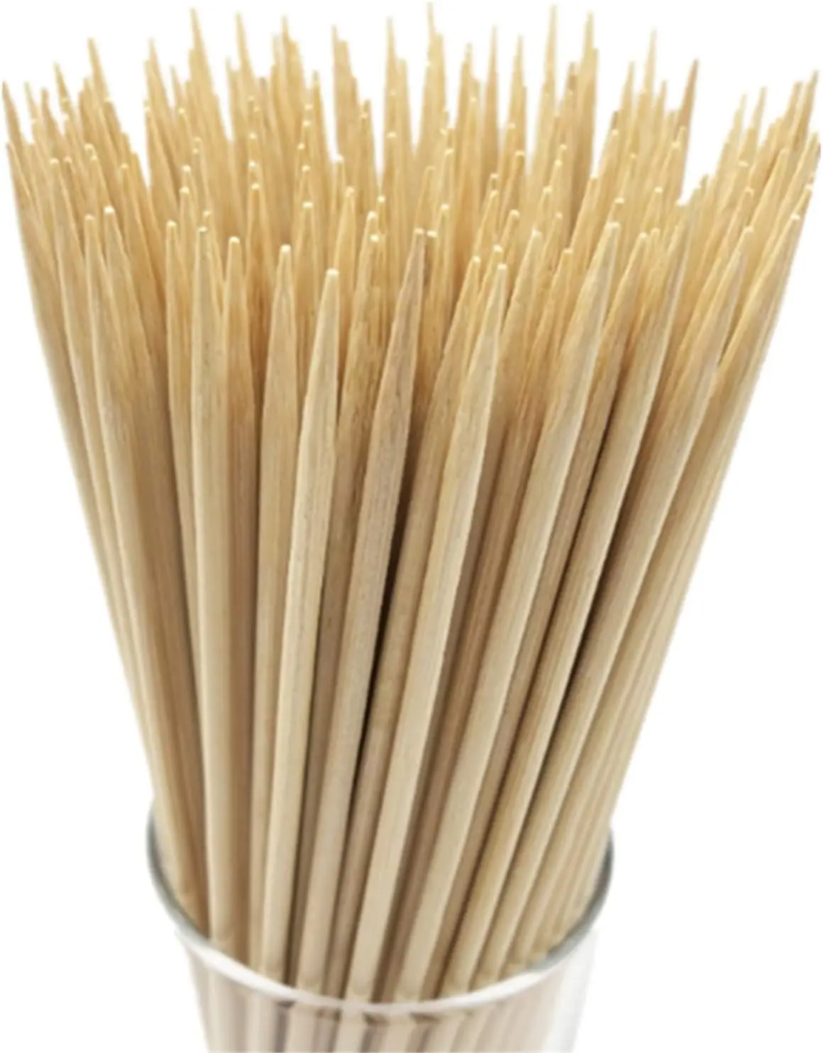 100 Count 6 Inch Natural Bamboo Skewers, 4mm Wooden Sticks for BBQ, Kabobs, Grilling, Fruit, Appetizers, Cocktails & Party Food