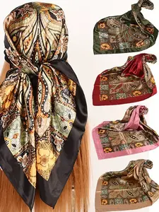 New Bohemian Style Printed Women's Versatile Silk Scarf, Fashion All-Seasons Scarf, High-End Print Shawl, Casual Fitted Design, Paisley Print Scarf