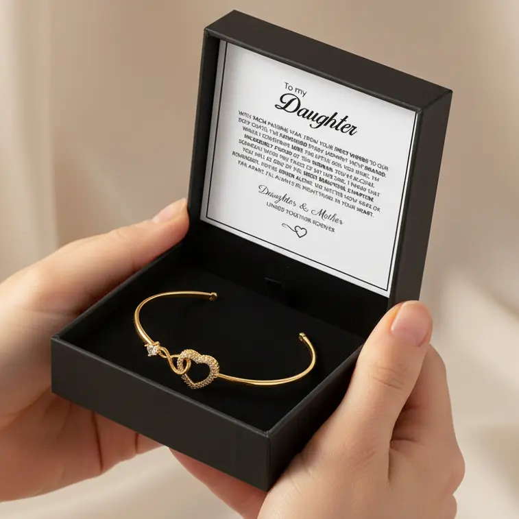 To My Daughter Forever Connected Bracelet – Infinity Heart Design, Meaningful Jewelry Gift for Milestone Celebrations, Birthday & Graduation Present from Mom or Dad women