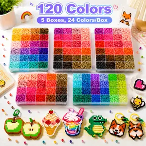 Fuse Beads Kit 120-Colors, 3D Pixel Puzzle Melting Beads Set with Pegboards, Ironing Paper, Tweezers & DIY Accessories, Home School Arts & Crafts Kit for Girls, DIY Jewelry Accessories,Teacher appreciation gifts,Graduation party gifts