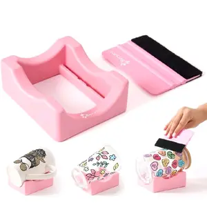 Silicone Cup Cradle, Cup Cradle for Tumblers with Felt Squeegee Use to Apply UV DTF Stickers/Vinyl Stickers for Tumblers - Keep Mugs in Place
