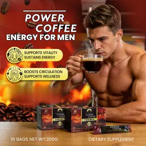 Wins Town Mens Power Coffee - 16 Packets with Premium Maca, Oyster Peptide & Goji Berry Extract, Daily Herbal Supplement for Active Men Ritual Confidence