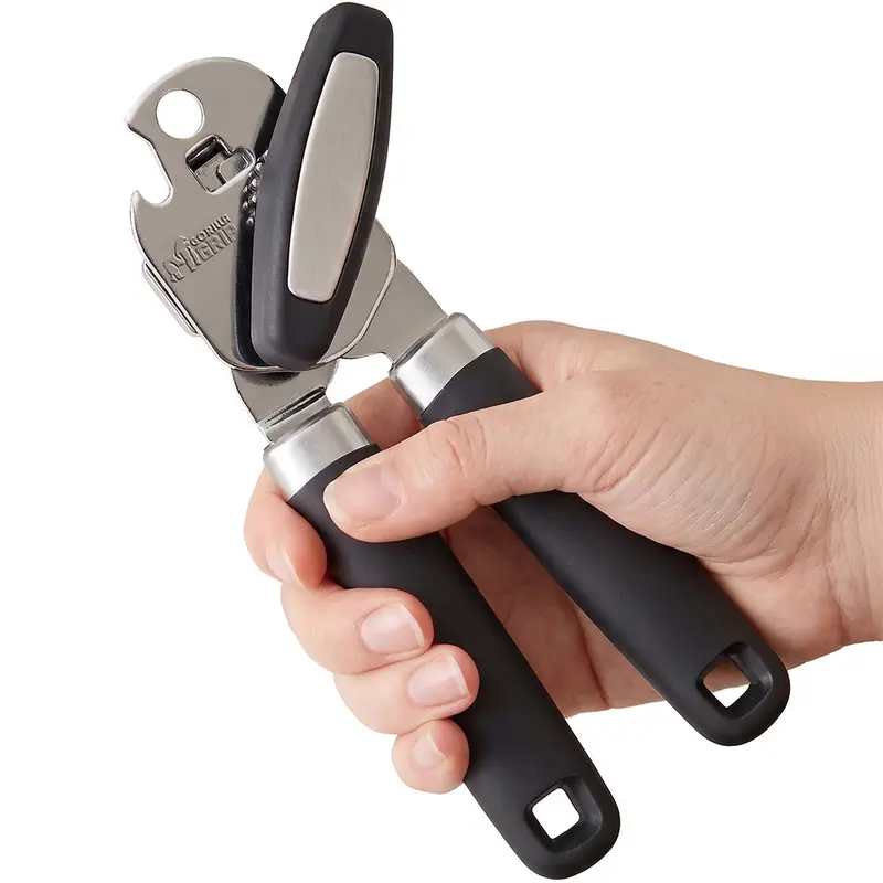 The Original Gorilla Grip Heavy Duty Stainless Steel Smooth Edge Manual Can Opener and Bottle Openers, Soft Handle, Rust Proof Oversized Handheld Easy Turn Knob, Multifunctional Kitchen Tool