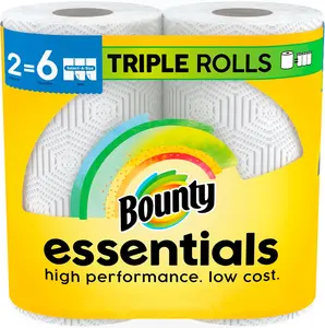 Bounty Essentials Select-A-Size Paper Towels White 2 Triple Rolls Equal to 6 Regular Rolls High Performance Low Cost