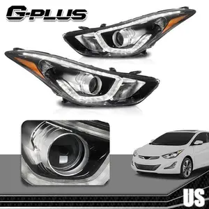 Pair LED DRL Projector Headlights Fit For 14-16 Hyundai Elantra Left + Right G-PLUS