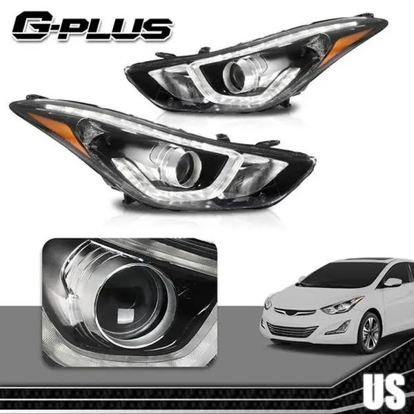 G-PLUS LED Headlight Kit for 2014-2016 Hyundai Elantra, Pair of Projector Headlights with LED DRL, Left + Right, for Car Exterior Upgrade