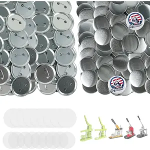 200 Sets Button Maker Supplies, 58mm / 2.28 inch Button Supplies Buttons , (Approx. 2.25 inch) Metal Blank Badge  with Blank Paper for Buttons Maker Machine Pin Maker Press