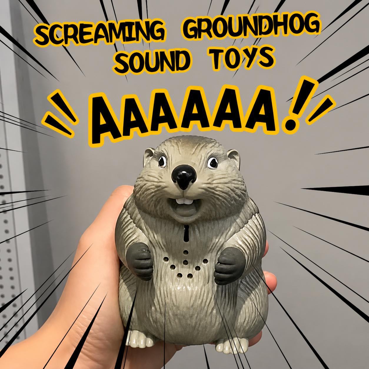 Screaming Groundhog Stress Relief Desk Toy - Funny Office Companion & Gag Gift