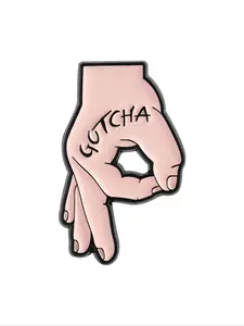 Funny Gesture Enamel Pin Cartoon Prank Text Trap Hand Chestpin Backpack Lapel Badge for Men Women Daily Wear Gift