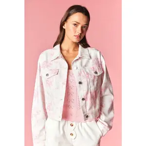 Blush Blooms Toile Denim Jacket