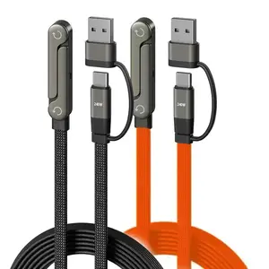 240W Quick Charge Collapsible Phone Stand 3-In-1 Data Cable With Type-C/Usb-A Connectors for iPhone 14-17 And Other Cellphone