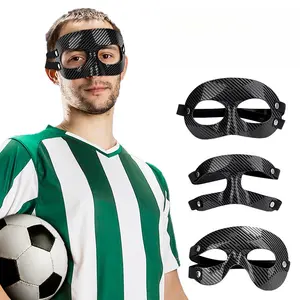 Sports Nose Guard Face Shield for Basketball Soccer Carbon Fiber Texture Protective Mask Adjustable Anti Collision Half Face Mask Gym Accessories