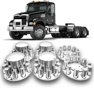 Front Axle Wheel Cover for Semi Truck Chrome ABS Plastic with 33mm Screw-On Dome Lug Nut Covers 2 Front Axle Wheel Covers Hubcap for 20 22.5 24.5 Inch Wheels - Parts