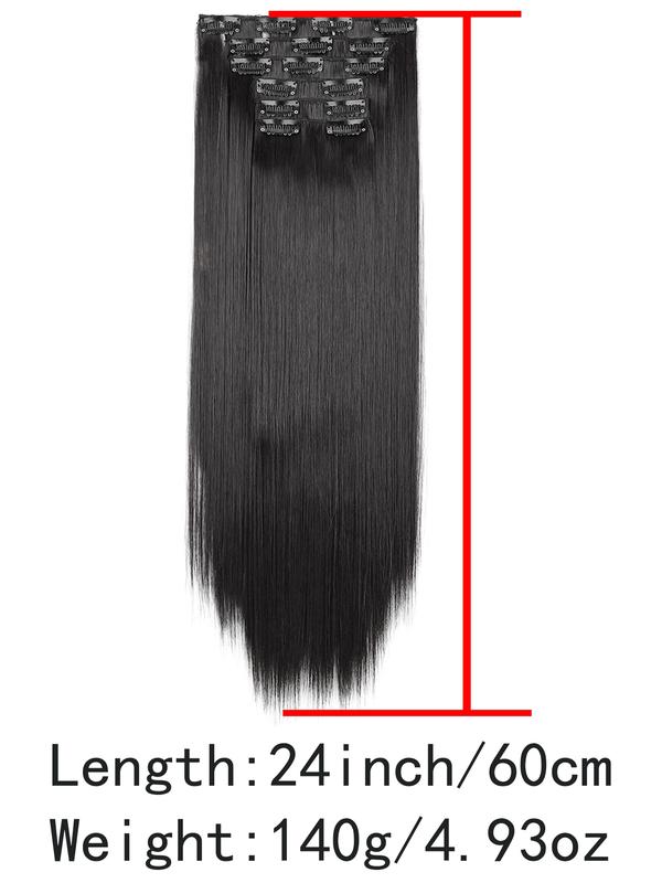 6 piece clip in hair extensions set long straight hair natural clip in hair extensions invisible hair clips soft natural for women heat resistant synthetic hair extensions Invisible Extension Hairpiece for daily and festive use