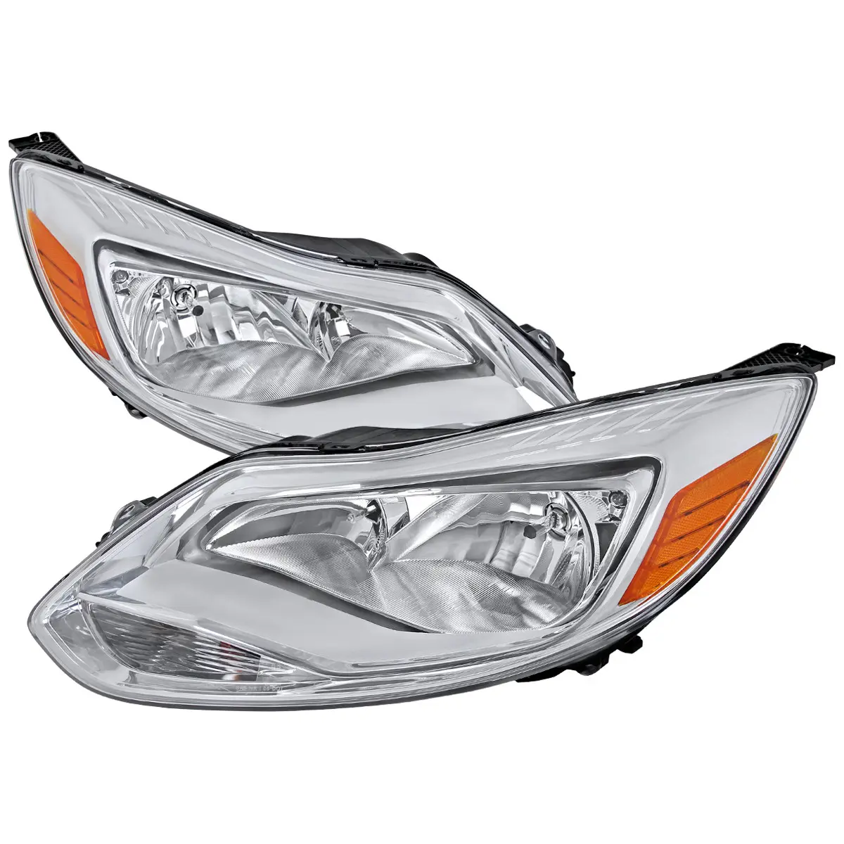 2012-2014 Focus Factory Style Headlights w/ Amber Reflectors (Chrome Housing/Clear Lens) 2012-2014 Focus Factory Style Headlights w/ Amber Reflectors (Chrome Housing/Clear Lens)