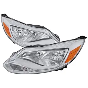 2012-2014 Focus Factory Style Headlights w/ Amber Reflectors (Chrome Housing/Clear Lens)