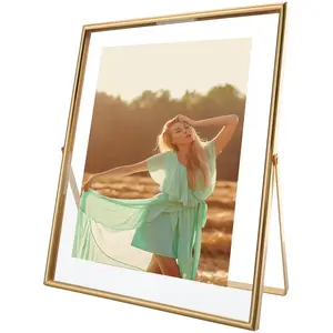AhaGo Gold Floating Frame (8×10 inches, Vertical), For Picture 7x9, 6x8, 5x7, Tabletop Shelf Photo Frames, Classy Gift For Christmas, Birthday or Wedding, Home or Office Décor