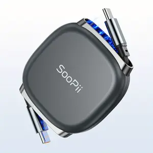 VisionSync USB C to USB C Cable, Retractable USB C Charging Cable 240W USB C to USB C Fast Charging,[5-Stage Length Preset] USB Type C Charger Cord, Multiple USBC Cord Multi Car Charger for iPhone 16 Pro Max,iPad,Samsung S23,Tablets