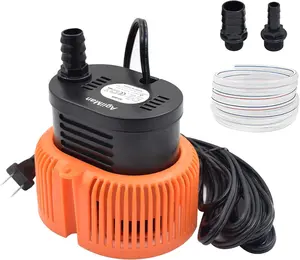 Pool Cover Pump Above Ground - Submersible Swimming Sump Inground Pump, Water Removal with 16' Drainage Hose and 25 Feet Power Cord, 850 GPH, 3 Adapters,orange