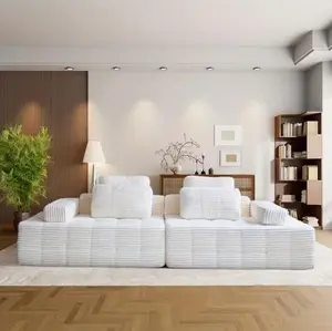 110-inch Modern Combination Living Room Couches, Corduroy Boneless Couch For Living Room, Boneless Couch Bed, Fluffy 4-seater Cloud Couch, Sofa Bed, 4 Deep Modular Sectional Sofa For Living Room Furniture Set, Couches Boneless, Couch Bed