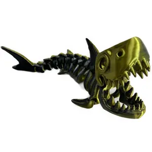 Skeletal Shark Flexible Figure, Fidget, Desk Prop, Bone Shark, Jaws, 3D Print, Flexi Factory