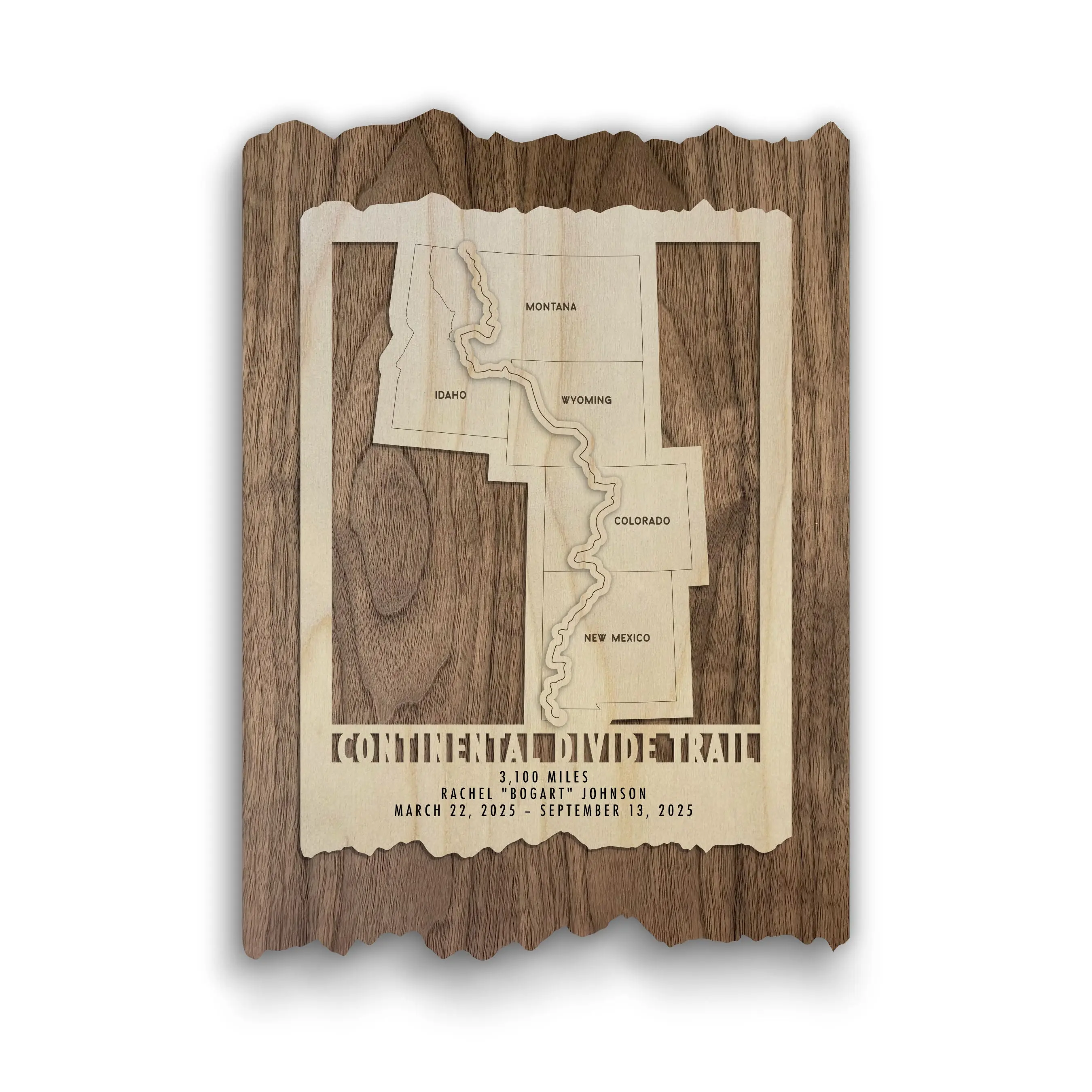 Continental Divide Trail Map - Wood Wall Map Gift for Hikers