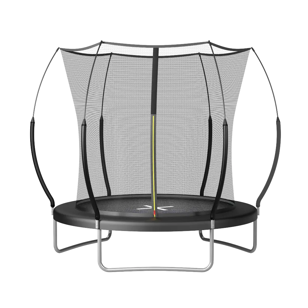YC 6FT Springfree No-Gap Trampoline with PVC Mesh, Silent Jump, Low Noise, Patented Elastic Fixation, Soft and Sensitive Bouncing - Black, Extra Rows Of Safety