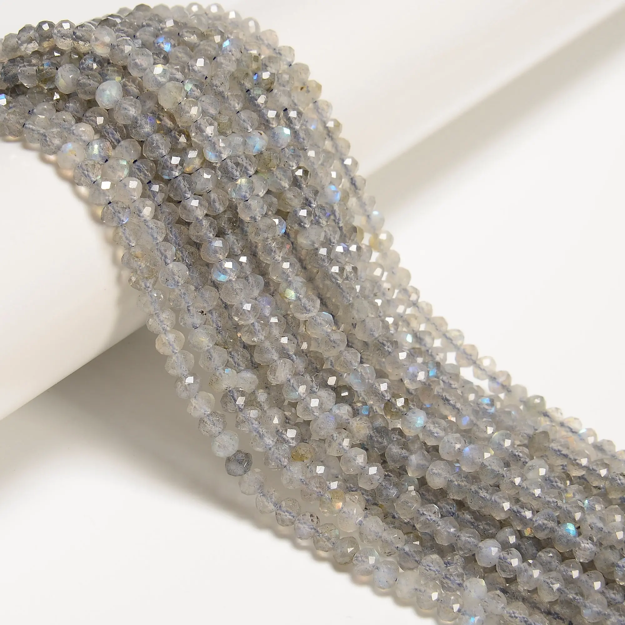 Natural Labradorite Faceted Rondelle Beads Size 3x4mm 15.5" Strand