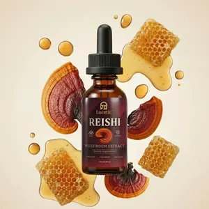 Lucetic Reishi Mushroom Liquid Extract | Dual Extract Herbal Supplement | Natural Immune Support & Stress Relief | 1oz (30ml)