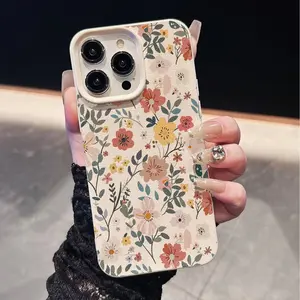 Sweet Cute Floral Pattern, Mink All-Over Anti-Drop Tpu Phone Case for iPhone 11 12 13 14 15 16 17 Pro Max Samsung a Series
