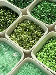 135g Green Seed Beads & Bugle Beads Kit, 9 Colors Glass Bead Assortment (2mm Round & 6mm Tube) for Adult Jewelry Making, Fringe Earrings & Bead Embroidery